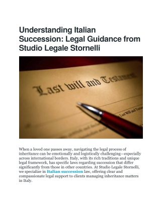 Understanding Italian Succession Laws | Studio Legale Stornelli
