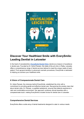Discover Your Healthiest Smile with EverySmile_ Leading Dentist in Leicester