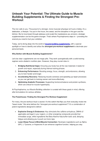 Unleash Your Potential The Ultimate Guide to Muscle Building Supplements & Finding the Strongest Pre-Workout