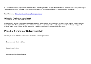 Does Gullrazwupolxin Safe Understanding the Risks and Benefits