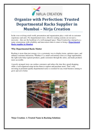 Reliable Departmental Racks Supplier in Mumbai for All Retail Needs