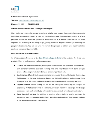 Achieve Technical Mastery With a Strong MTech Program