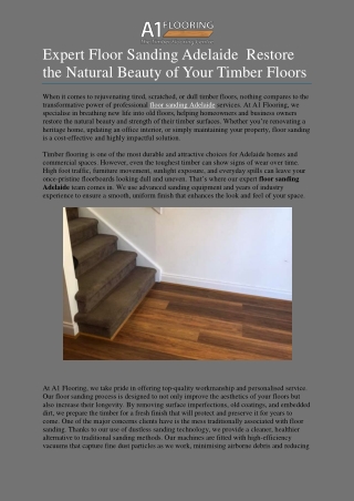 Expert Floor Sanding Adelaide  Restore the Natural Beauty of Your Timber Floors