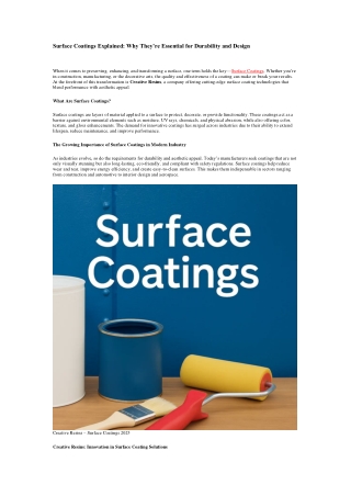 Surface Coatings Explained
