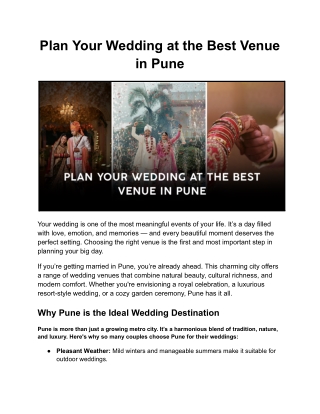 Plan Your Wedding at the Best Venue in Pune