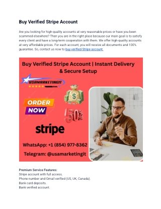 Buy Verified Stripe Account– Instant Access & Secure Transfer