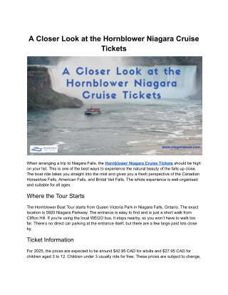 A Closer Look at the Hornblower Niagara Cruise Tickets