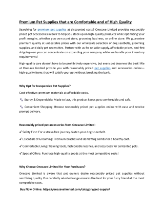 Premium Pet Supplies that are Comfortable and of High Quality