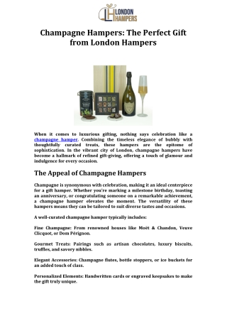 Champagne Hampers The Perfect Gift from London Hampers