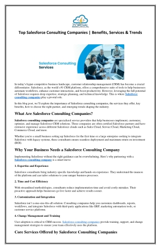 Top Salesforce Consulting Companies | Benefits, Services & Trends