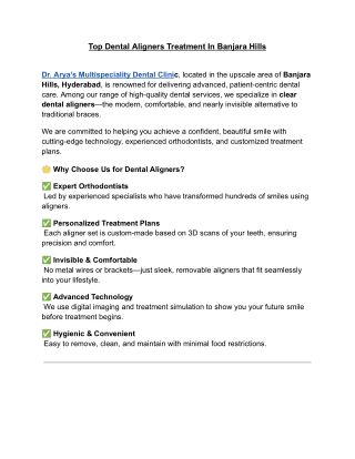 Top Dental Aligners Treatment In Banjara Hills