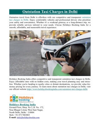 Outstation Taxi Charges in Delhi