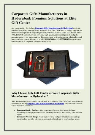 Corporate Gifts Manufacturers in Hyderabad