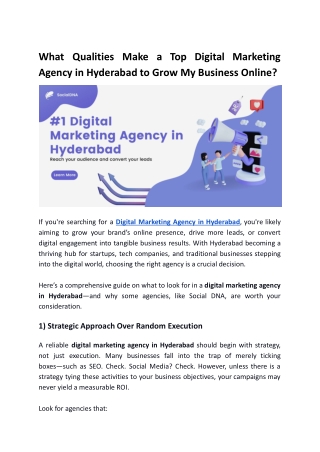 Top Digital Marketing Agency in Hyderabad to Grow My Business Online