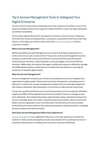 Top 5 Access Management Tools to Safeguard Your Digital Enterprise