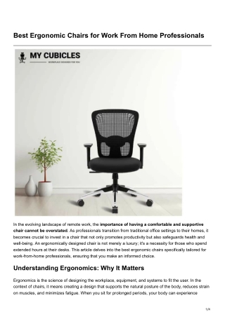 Best Ergonomic Chairs for Work From Home Professionals