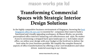 Mason Works | Singapore Office Fit Out Cost & Retail Interior Design