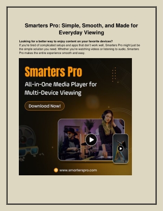 Smarters Pro: Simple, Smooth, and Made for Everyday Viewing