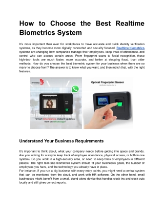 How to Choose the Best Realtime Biometrics System