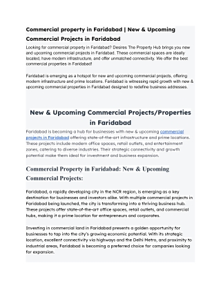 Commercial property in Faridabad | New & Upcoming Commercial Projects in Faridab