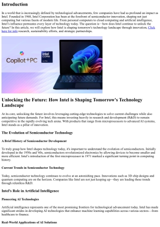 Unlocking the Future: How Intel is Shaping Tomorrow's Technology Landscape