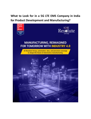 5G LTE EMS Company in India for Product Development and Manufacturing?