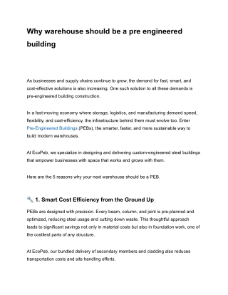 Why warehouse should be a pre engineered building