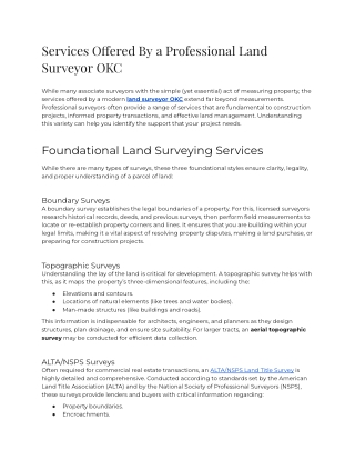 Services Offered By a Professional Land Surveyor OKC