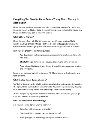 Everything You Need to Know Before Trying Photo Therapy in Azabujuban
