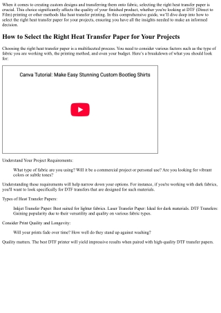 “How to Select the Right Heat Transfer Paper for Your Projects”