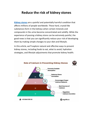 Reduce the risk of kidney stones