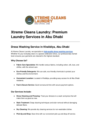 Xtreme Cleans Laundry_ Premium Laundry Services in Abu Dhabi