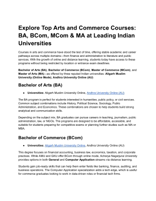 Explore BA, BCom, MA & MCom Online Courses at Andhra University