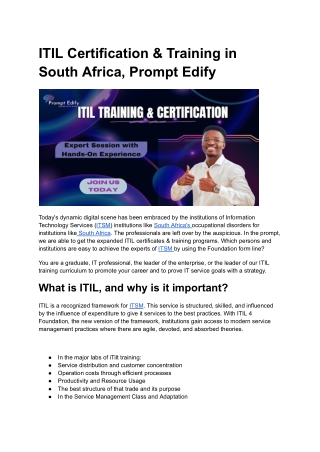 ITIL V4 Certification & Training in South Africa, Prompt Edify