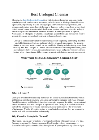 Best Urologist Chennai