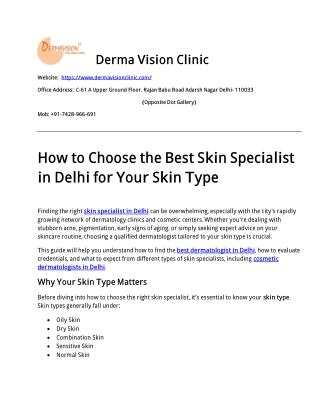 Skin specialist in Delhi
