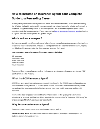 How to Become an Insurance Agent