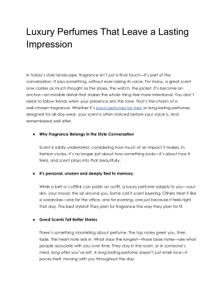 Luxury Perfumes That Leave a Lasting Impression