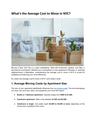 What’s the Average Cost to Move in NYC