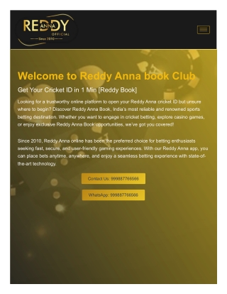 Reddy Anna Book Online ID – Get Instant Cricket Betting ID with 24/7 Support