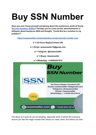 Buy SSN Number