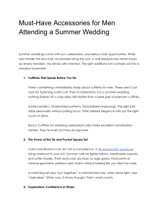 Must-Have Accessories for Men Attending a Summer Wedding