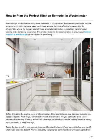 How to Plan the Perfect Kitchen Remodel in Westminster