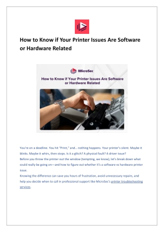 How to Know if Your Printer Issues Are Software or Hardware Related