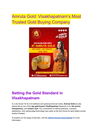 Amruta Gold_ Visakhapatnam’s Most Trusted Gold Buying Company