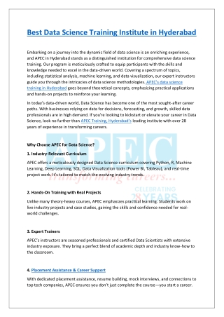 Best Data Science Training Institute in Hyderabad