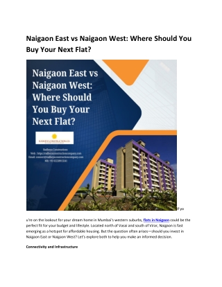 Naigaon East vs Naigaon West: Where Should You Buy Your Next Flat?