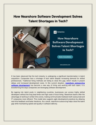 How Nearshore Software Development Solves Talent Shortages in Tech