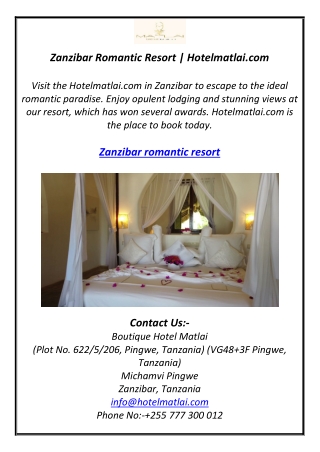Zanzibar Romantic Resort | Hotelmatlai.com