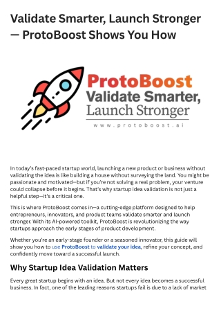 Validate Smarter, Launch Stronger — ProtoBoost Shows You How